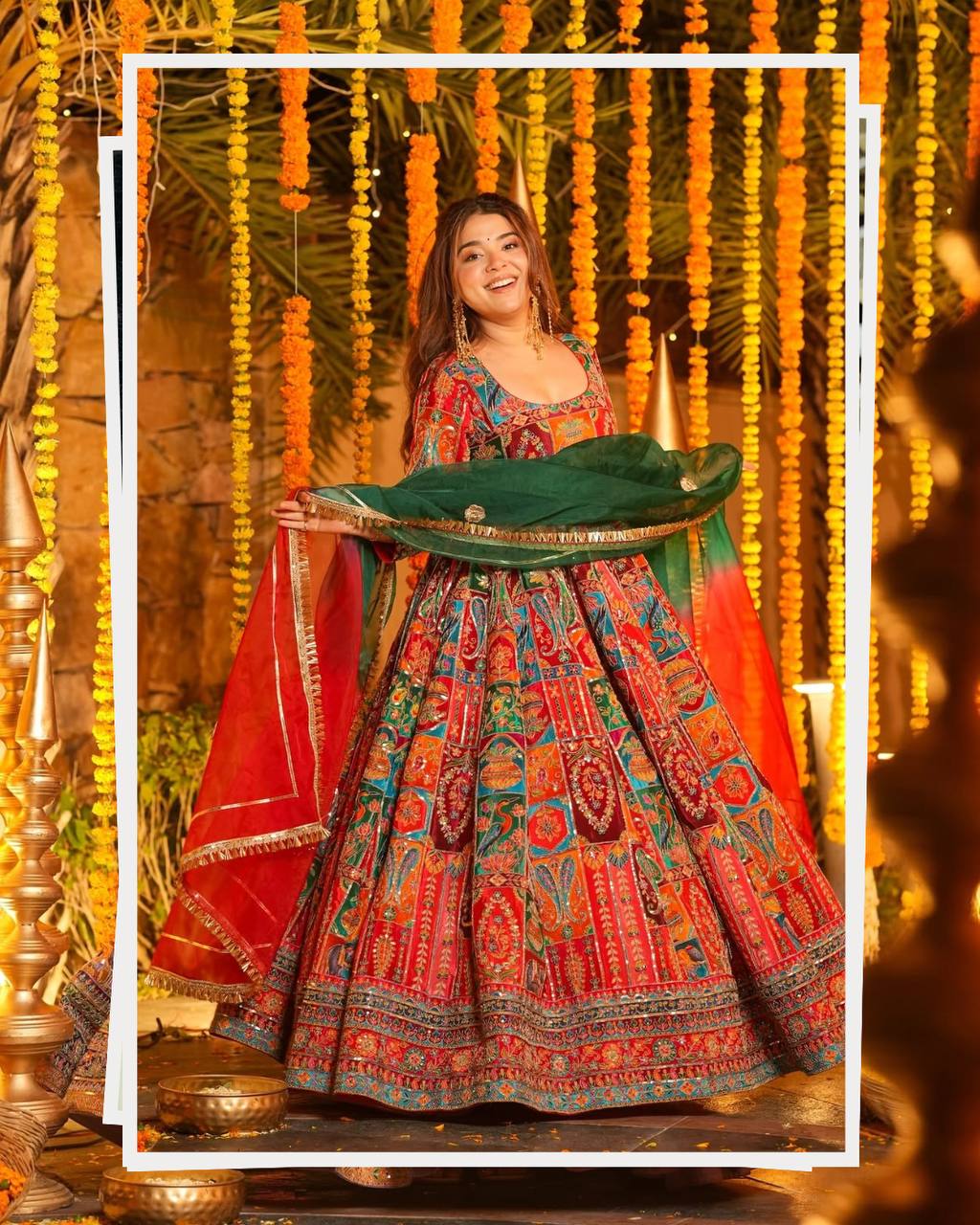 Multicolor Embroidered Crepe Maxi Suit Set for Festive Wear for Women