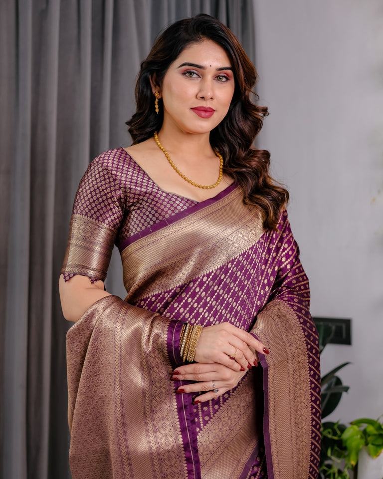Purple Banarasi Soft Silk Zari Saree for Women
