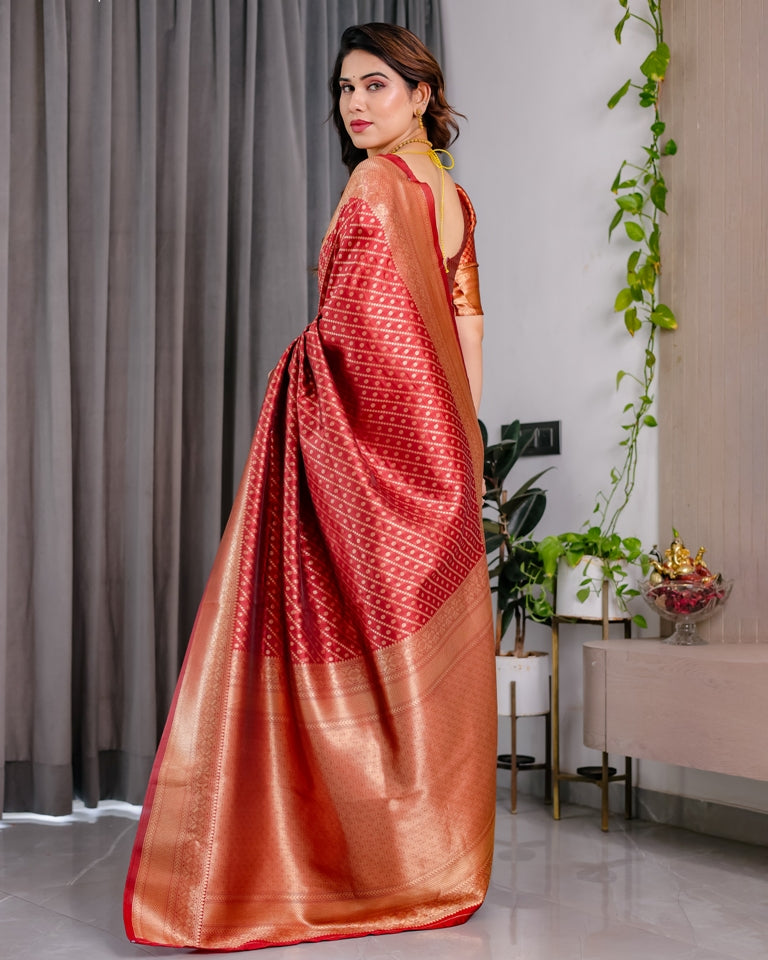 Red Banarasi Soft Silk Zari Saree for Women