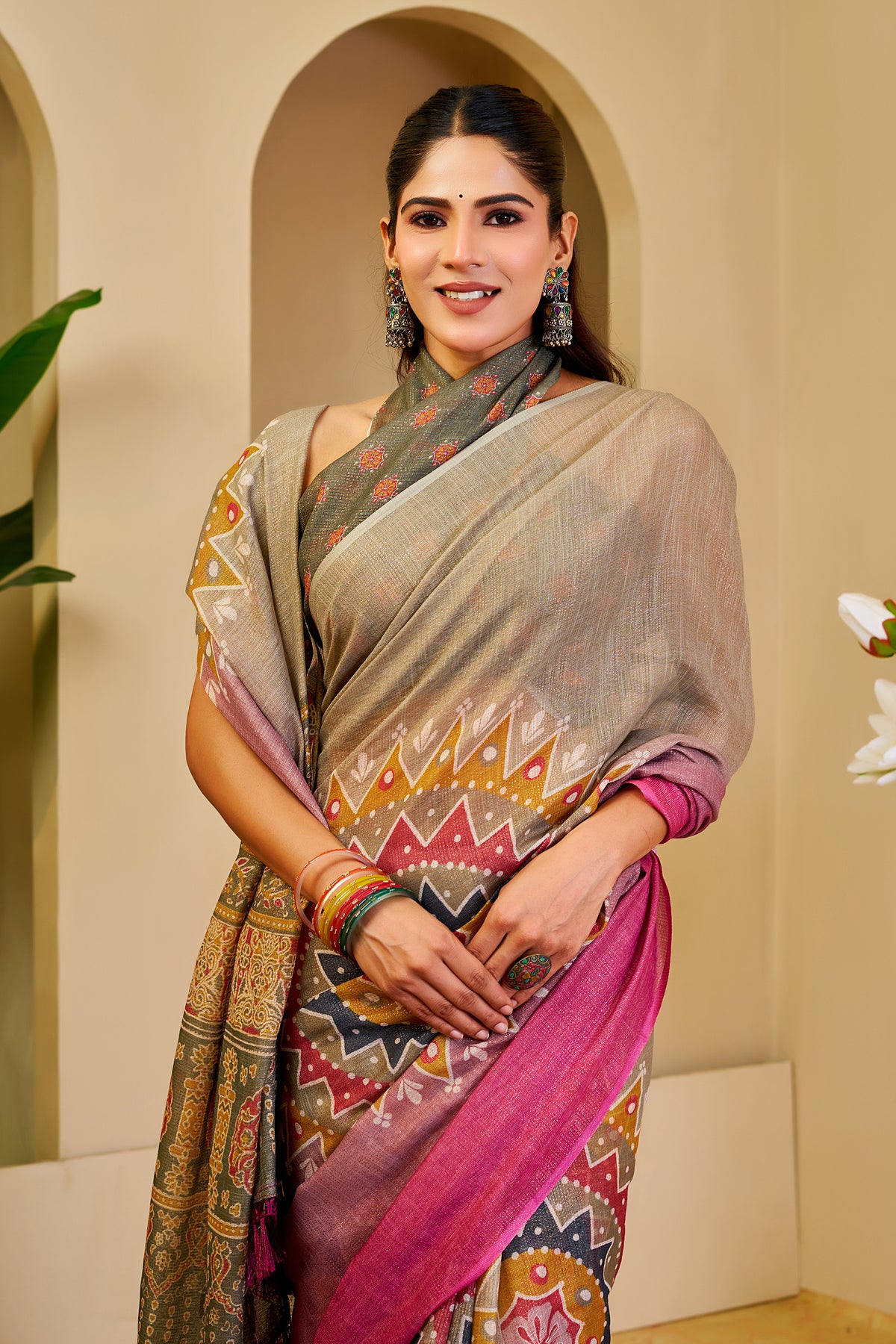 Teal Green Tissue Handloom Cotton Saree With Printed Pallu for Women