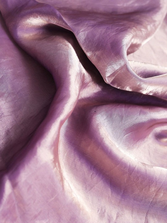 Purple Fandy Shimmer Solid Saree With Blouse by for Women
