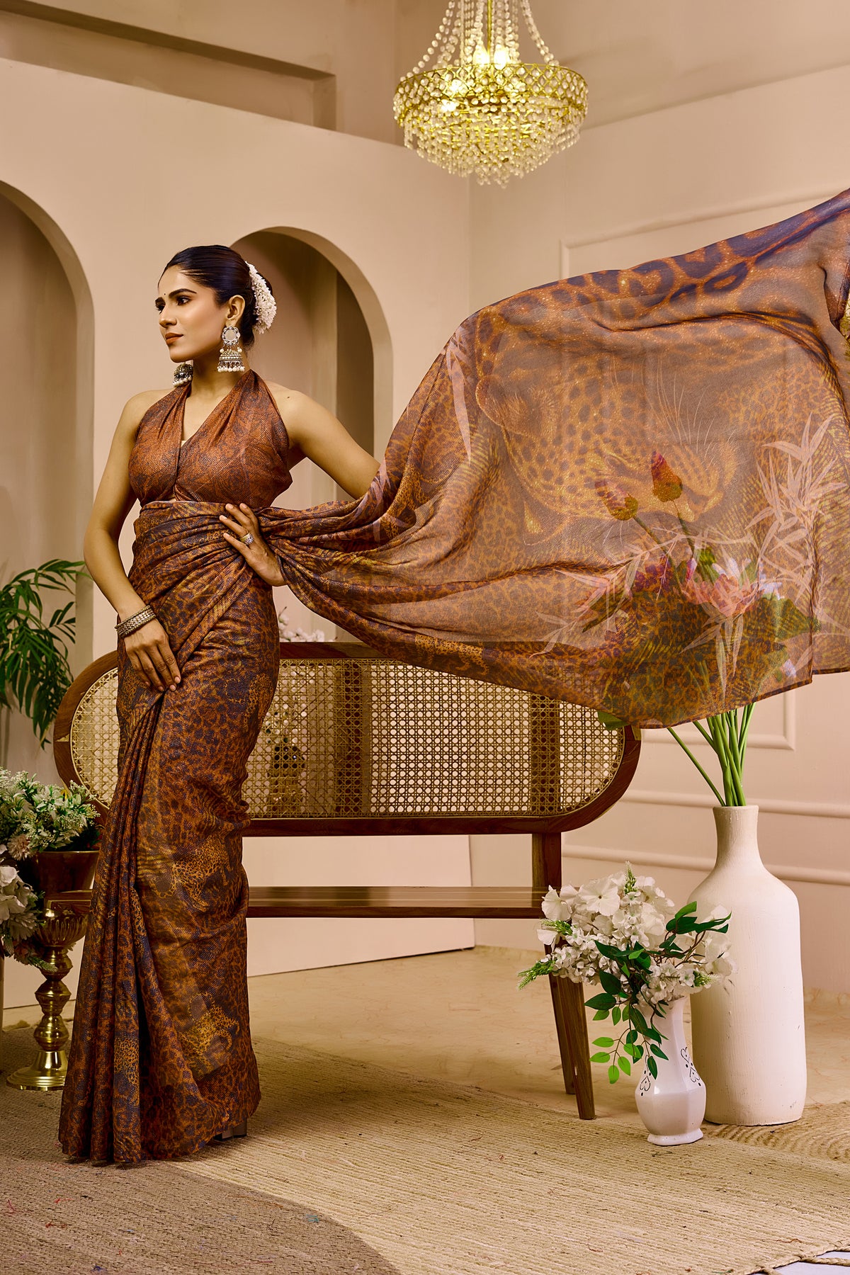 Floral Tissue Handloom Cotton Saree With Zari for Women