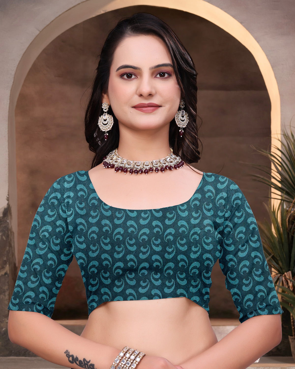 Teal Mal Cotton Woven Saree With Blouse Piece for Women