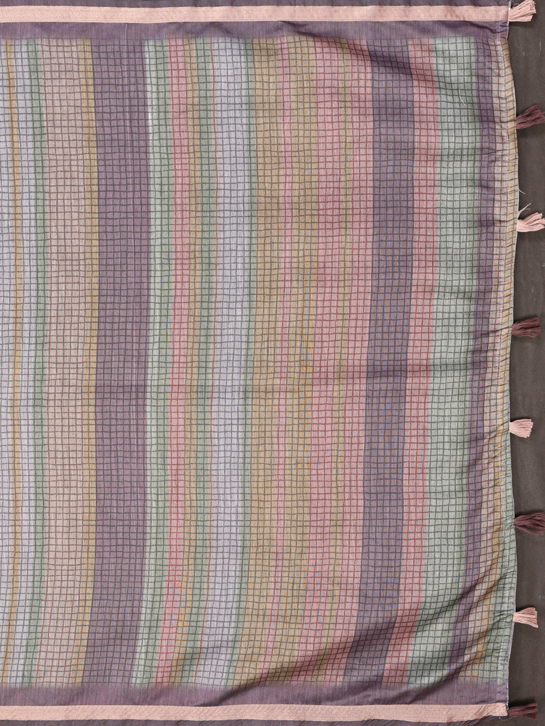 Pastel Checkered Chanderi Cotton Saree with Soft Border for Women