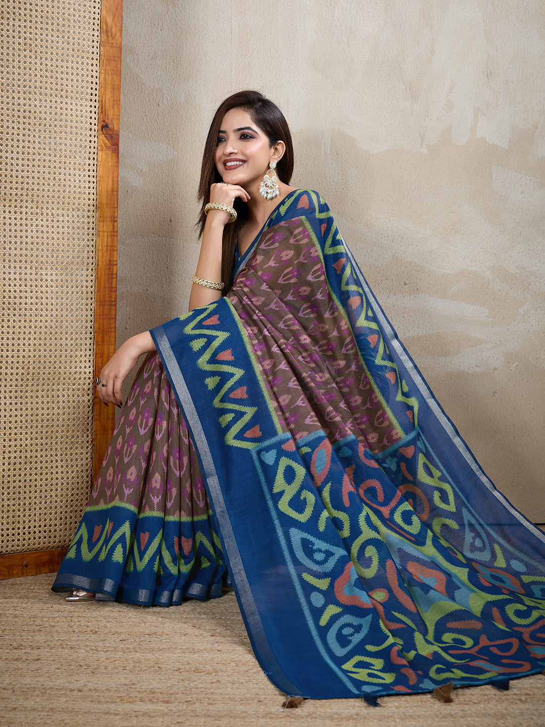 Mauve Chanderi Cotton Woven Motif Saree For Her Styles! for Women