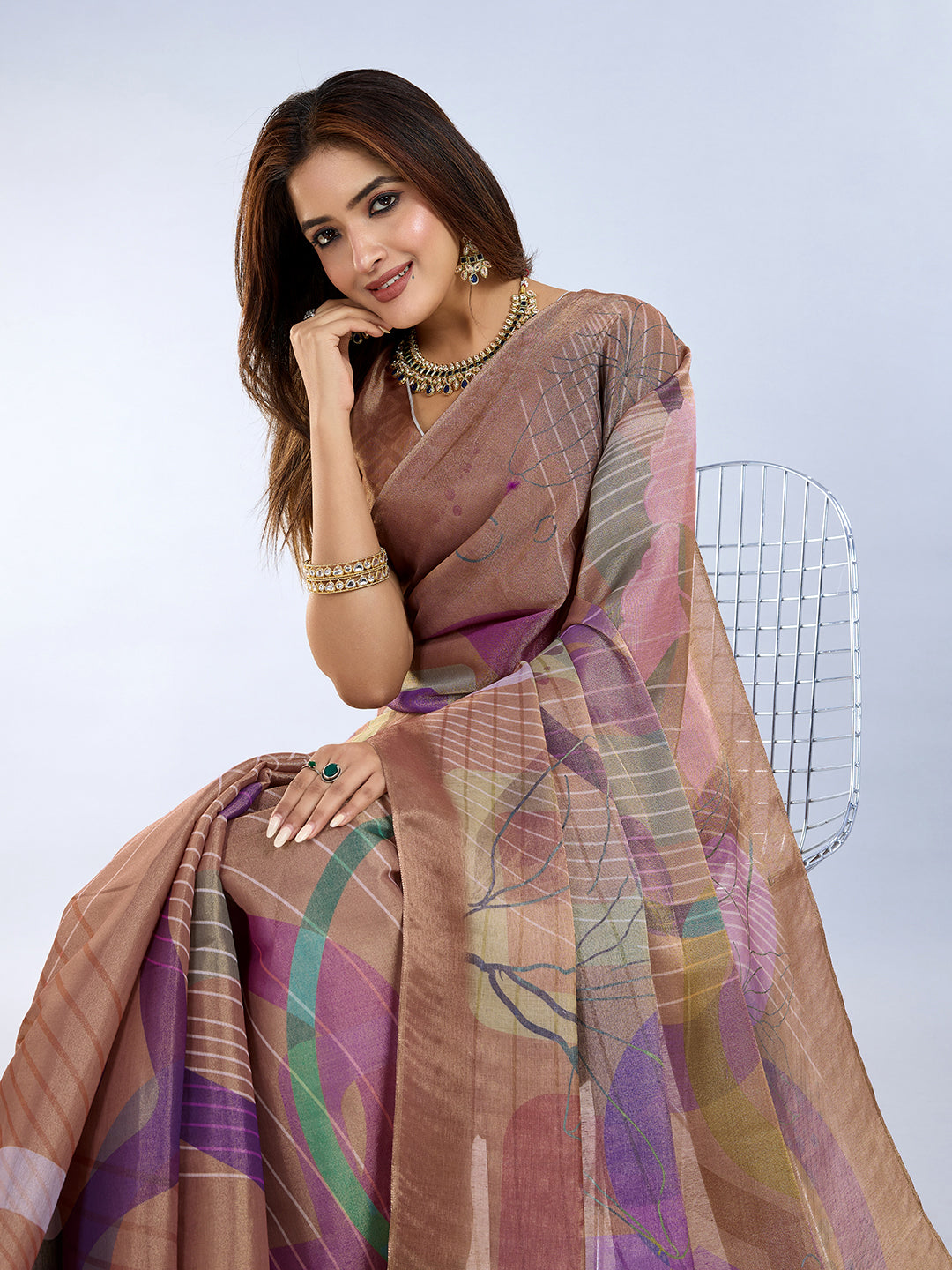 Erode Cotton Abstract Multicolor Saree with Contrast Border for Women