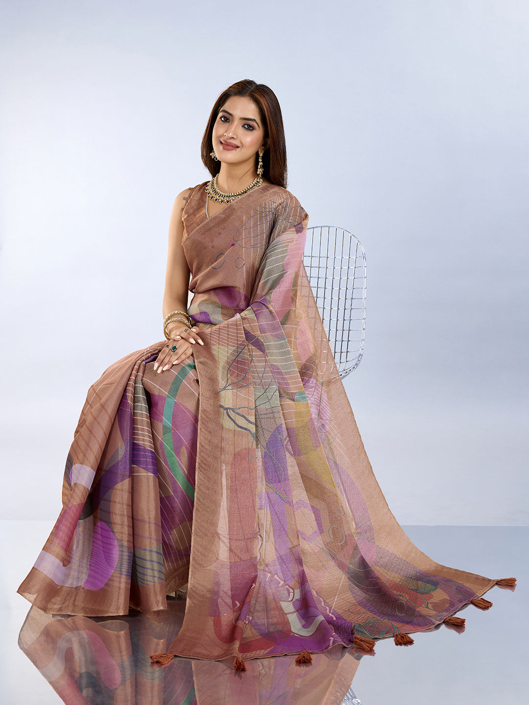 Erode Cotton Abstract Multicolor Saree with Contrast Border for Women