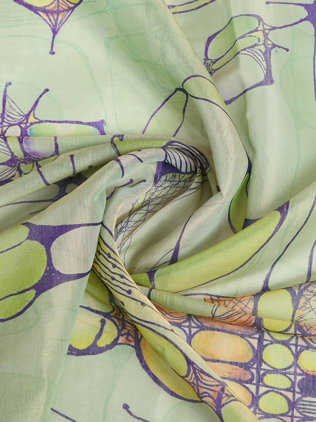 Sea Green Abstract Print Erode Cotton Saree with Blouse Set for Women