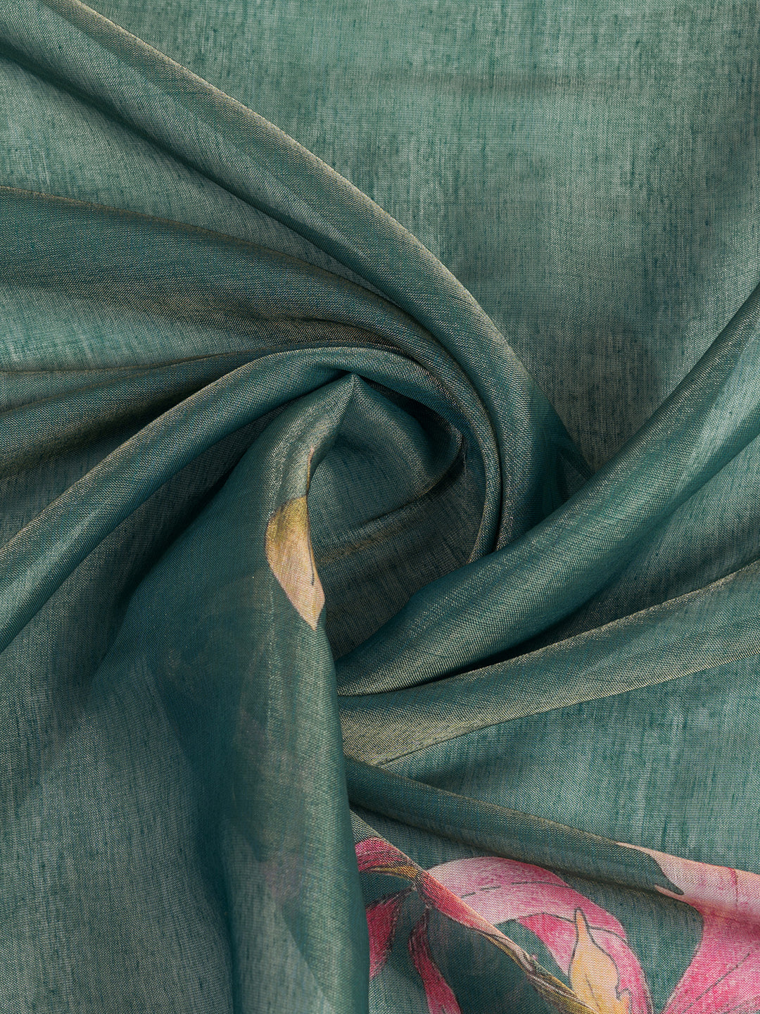 Teal Erode Cotton Floral Saree with Statement Printed Pallu 2