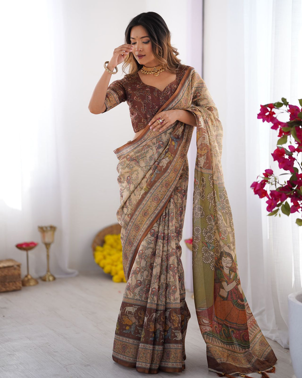 Beige Earth Folk Tale Saree – for Women