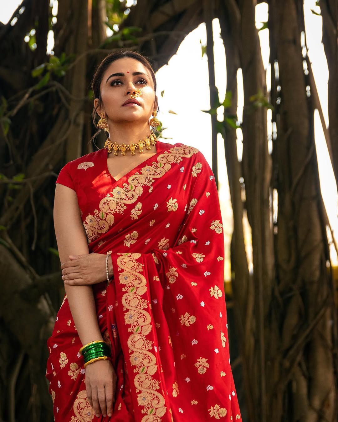 Red Banarasi Soft Silk Zari Weave Sareee for Women