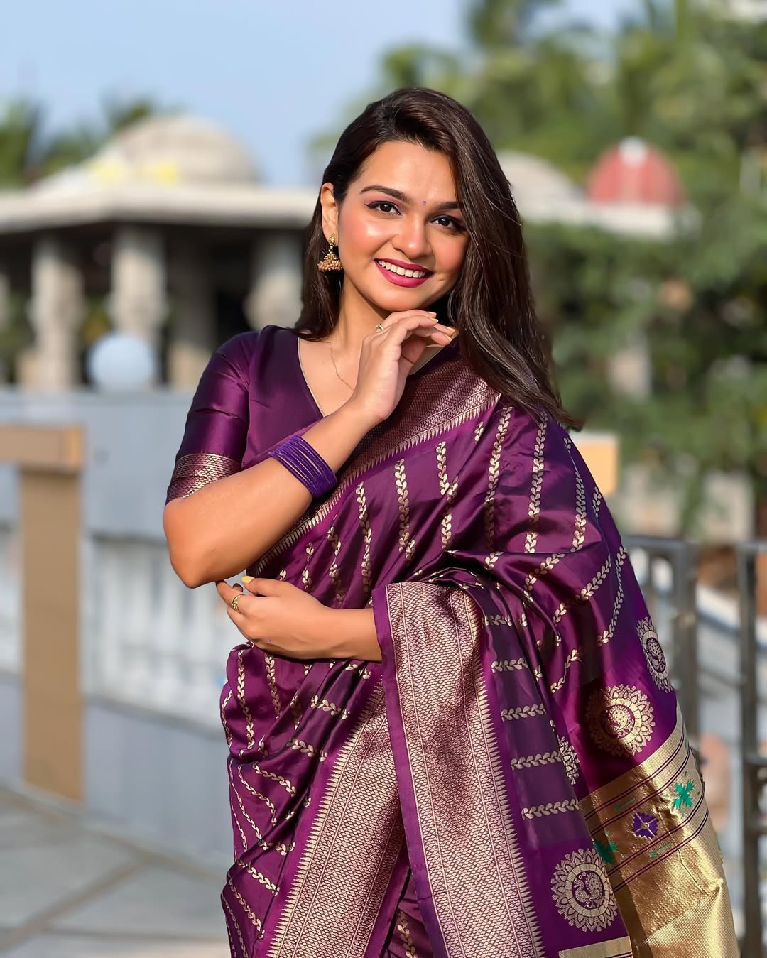 Wine Purple Banarasi Soft Silk Zari Weave Saree for Women