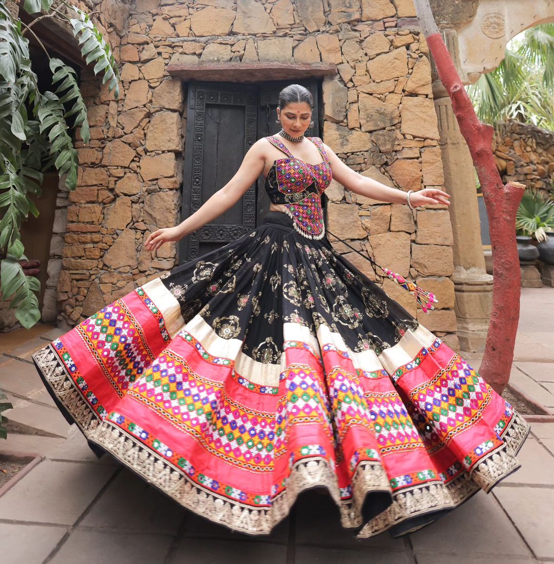 Designer Black Garba Lehenga Choli for Festive Season for Women
