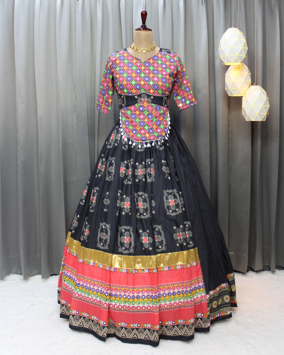 Designer Black Garba Lehenga Choli for Festive Season for Women