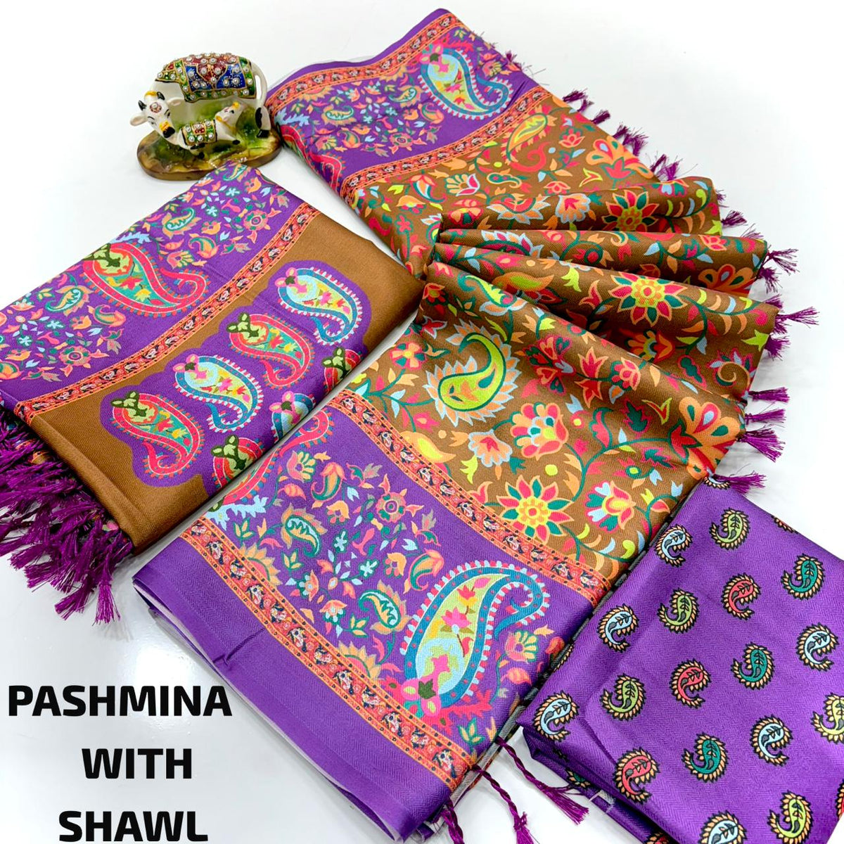 Designer Digital Pashmina Saree with Matching Shawl for Women