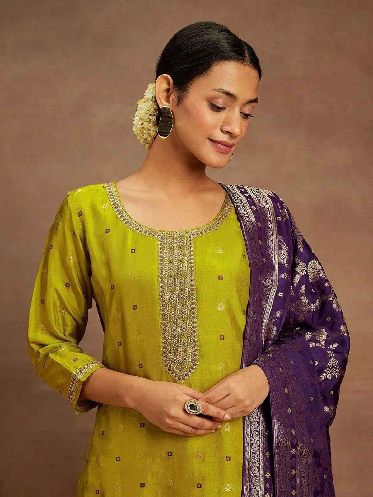 Elegant Green Kurta Pant Dupatta Set for Women