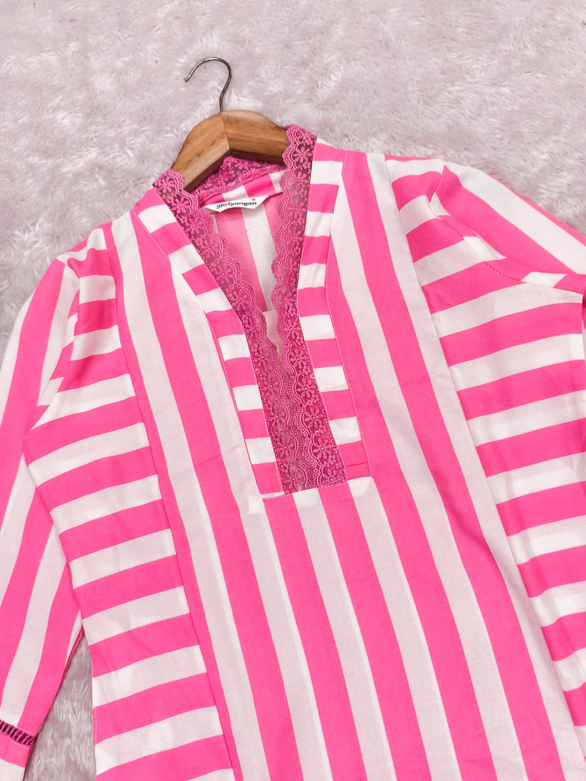 Elegant Pink Stripe Straight Kurta with Palazzo Set for Women