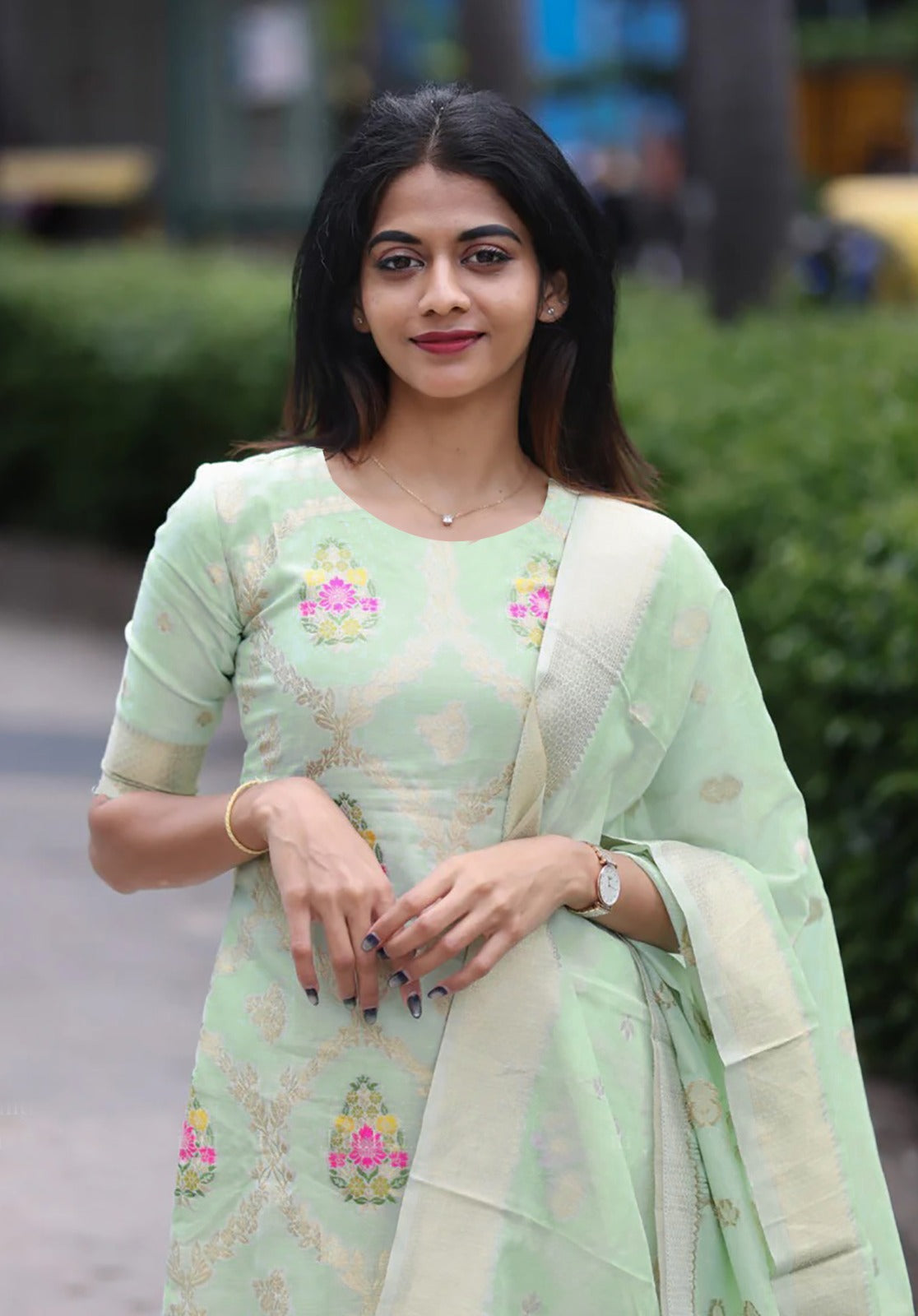 Elegant Pista Festive Wear Kurta Pant Set for Women