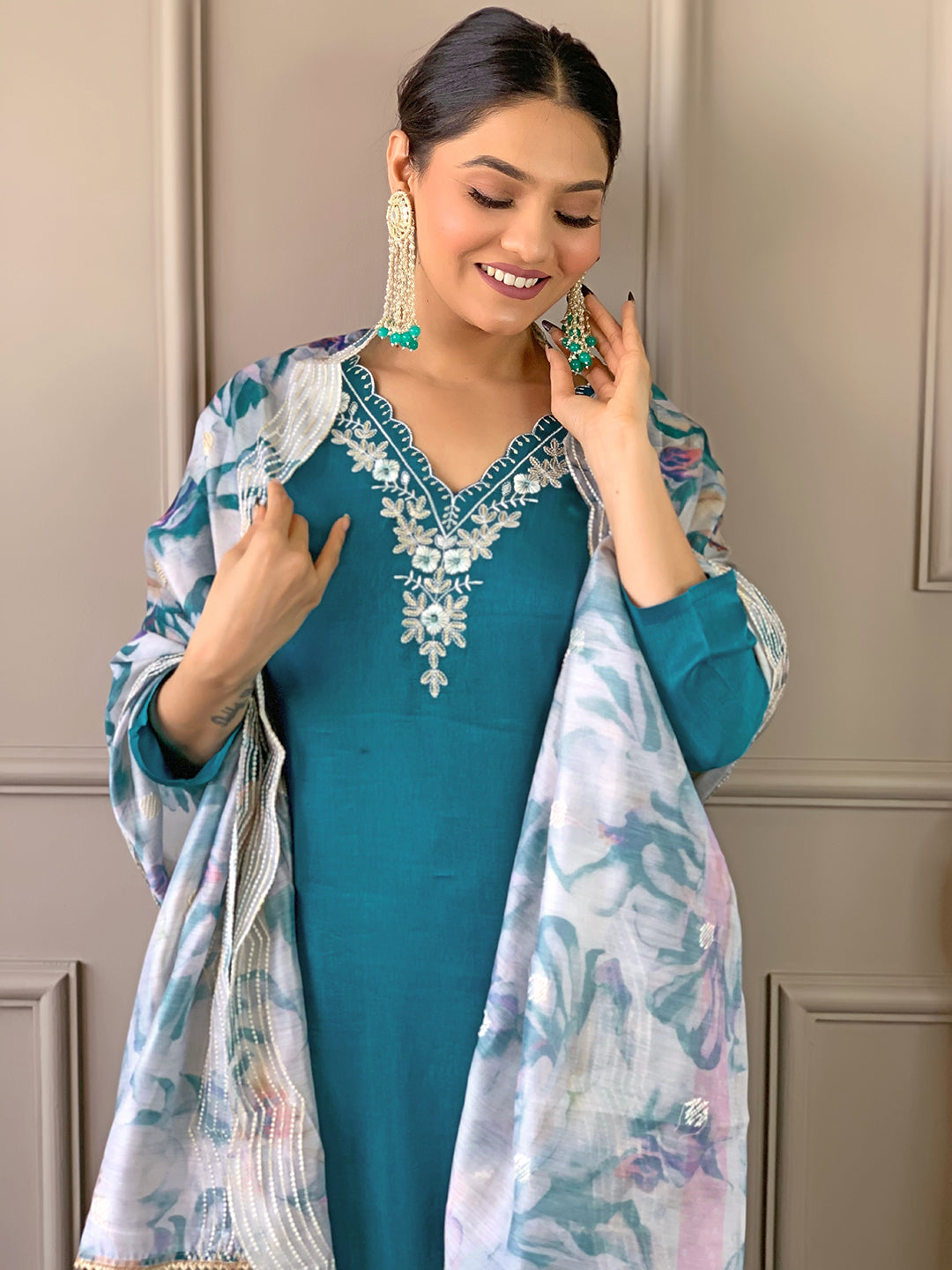 Embroidered Salwar Suit Set for Women
