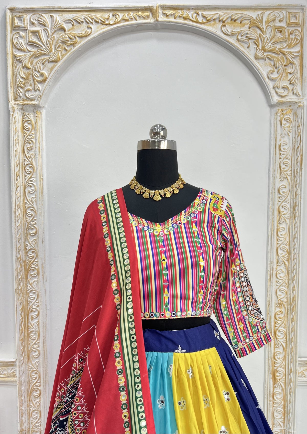 Festive Multicolor Muslin Cotton Lehenga Choli Set for Women