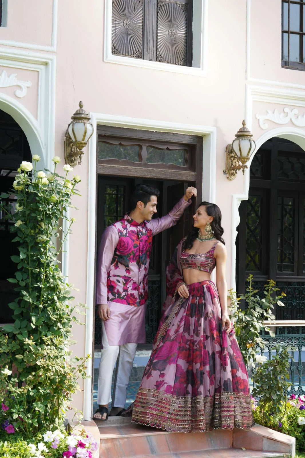 Floral Digital Printed Organza Lehenga with Zari, Dori and Sequin