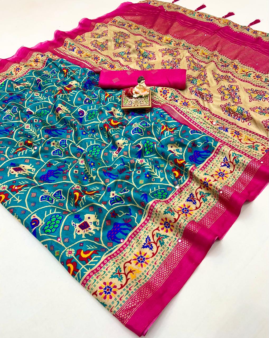 Heritage Peacock Patola Pashmina Silk Saree for Women