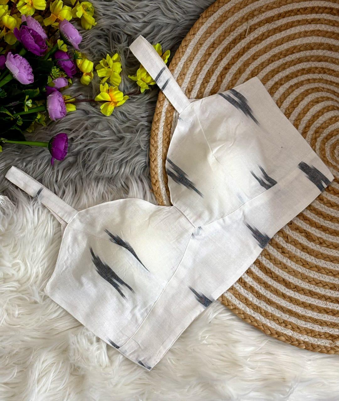 Ikkat Cotton Padded Blouse Sleeveless