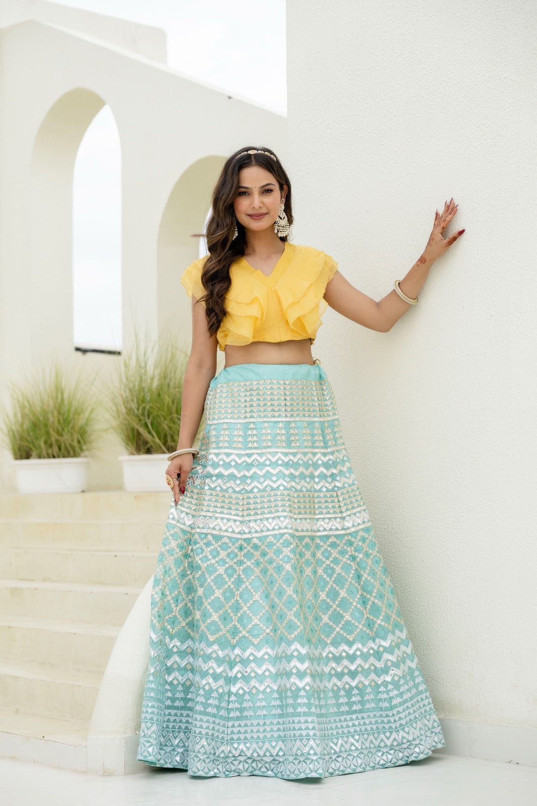 Moonlight Charm Foil Sequin Organza Lehenga for Women