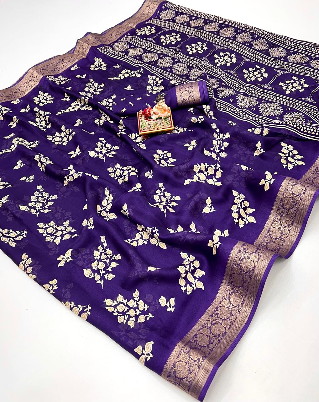 Calcutta Moss Mellow Georgette Printed Saree for Women