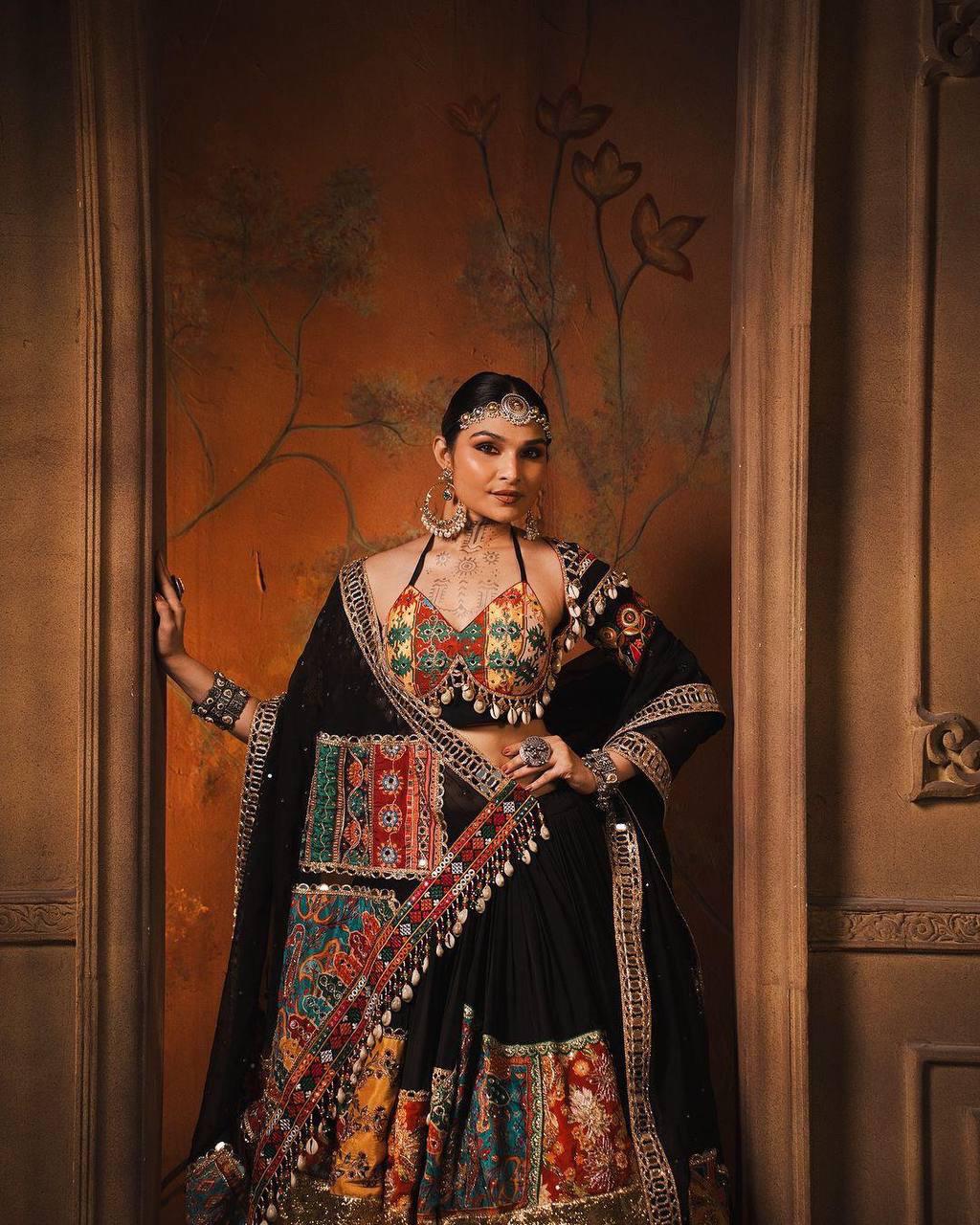 Premium Black Muslin Cotton Lehenga Choli Set for Women