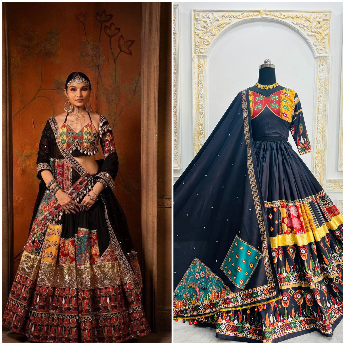 Premium Black Muslin Cotton Lehenga Choli Set for Women