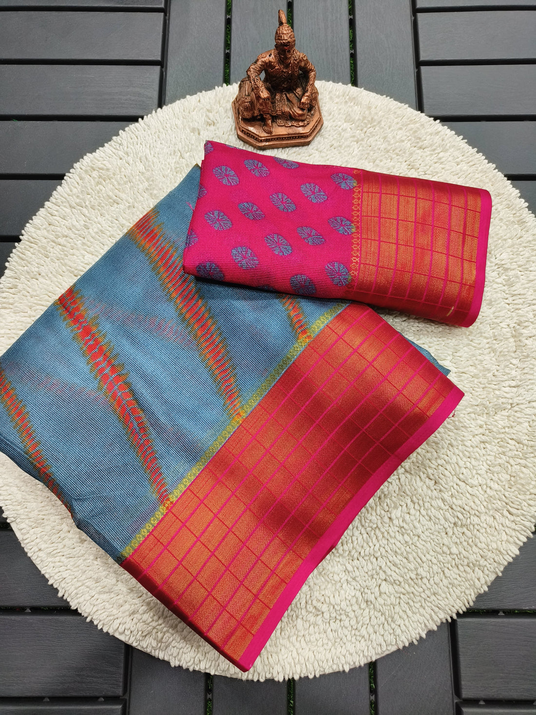 Premium Grey Silk Saree with Pink Zari & Shibori Print for Women