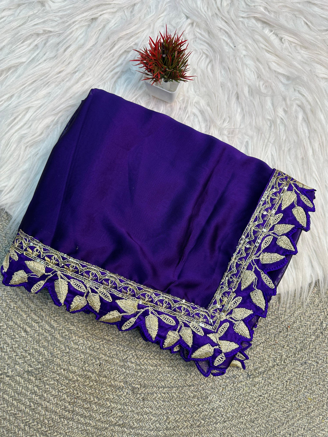 Purple Rangoli Silk Saree with Lace Border for Women