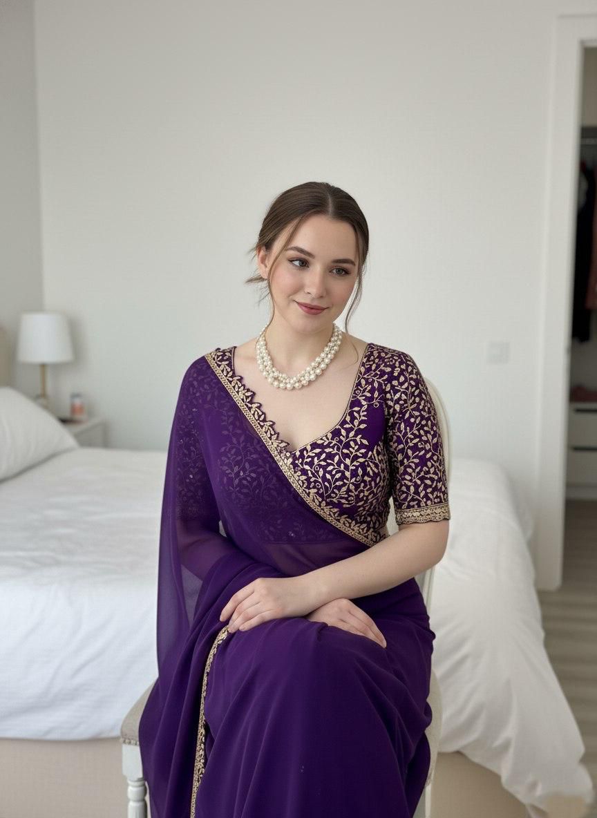 Purple Rangoli Silk Saree with Lace Border for Women
