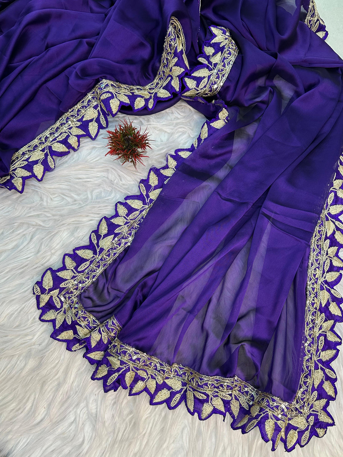 Purple Rangoli Silk Saree with Lace Border for Women