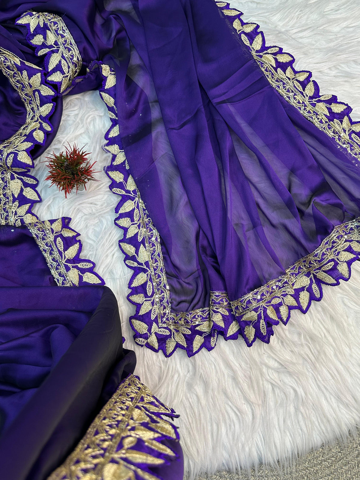 Purple Rangoli Silk Saree with Lace Border for Women