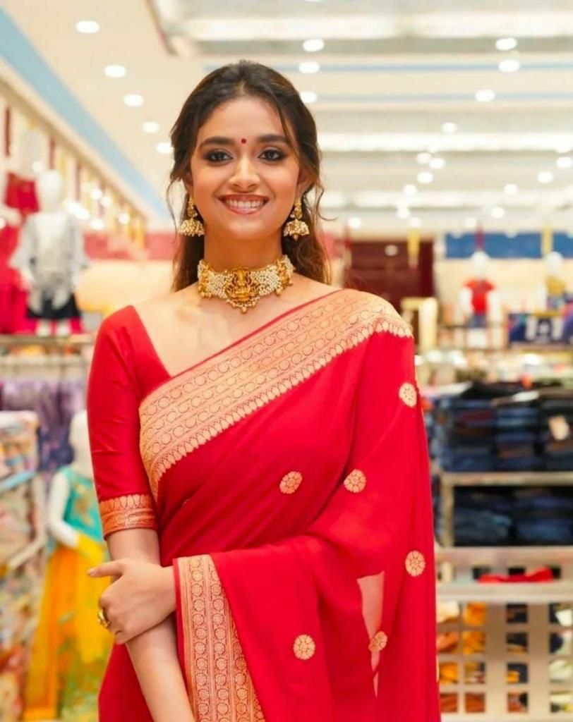 Red Banarasi Silk Saree With Elegant Zari Borde for Women
