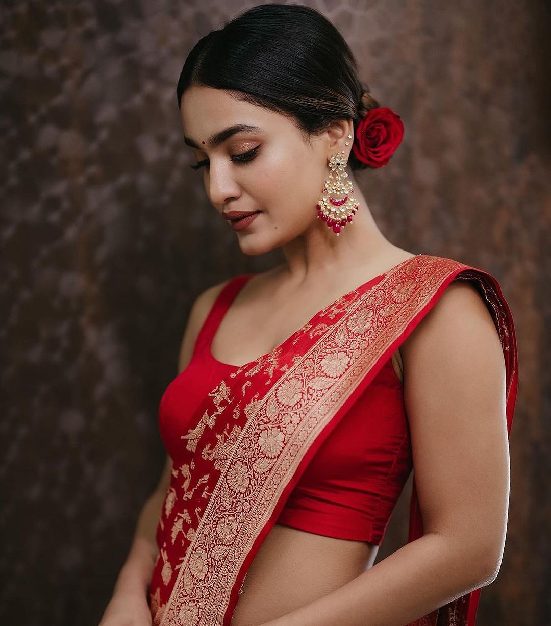 Red Banarasi Soft Silk Saree with Traditional Zari Work for Women