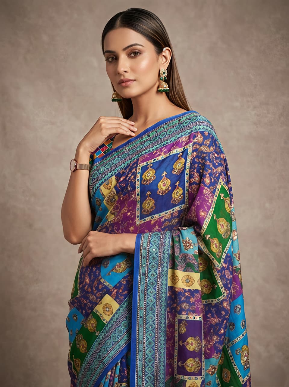 Royal Raj Gharana Mirror Work Designer Saree for Women