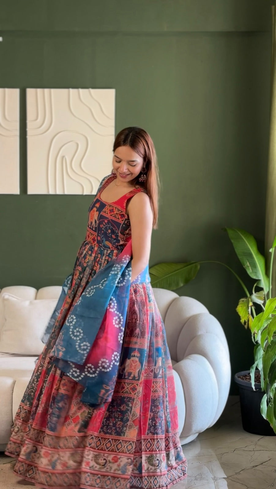Royal Patola Printed Designer Gown with Elegant Dupatta for Women