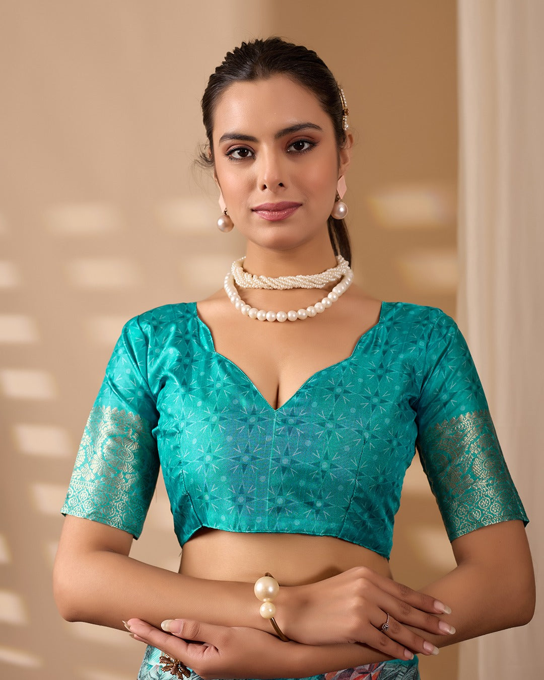 Sea Green Fusion Designer Saree for Women