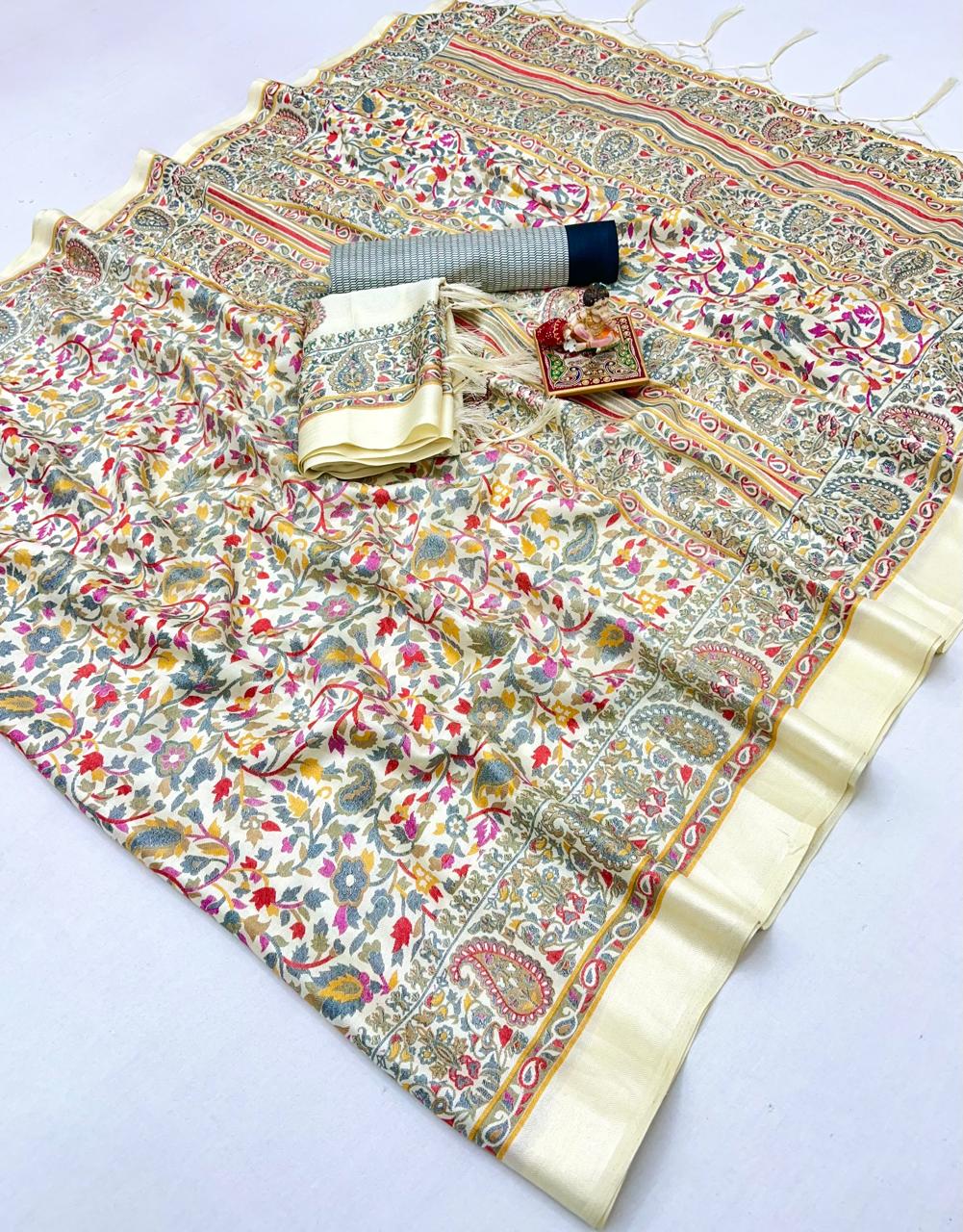 Soft Floral Pashmina Saree with Shawl Combo for Women