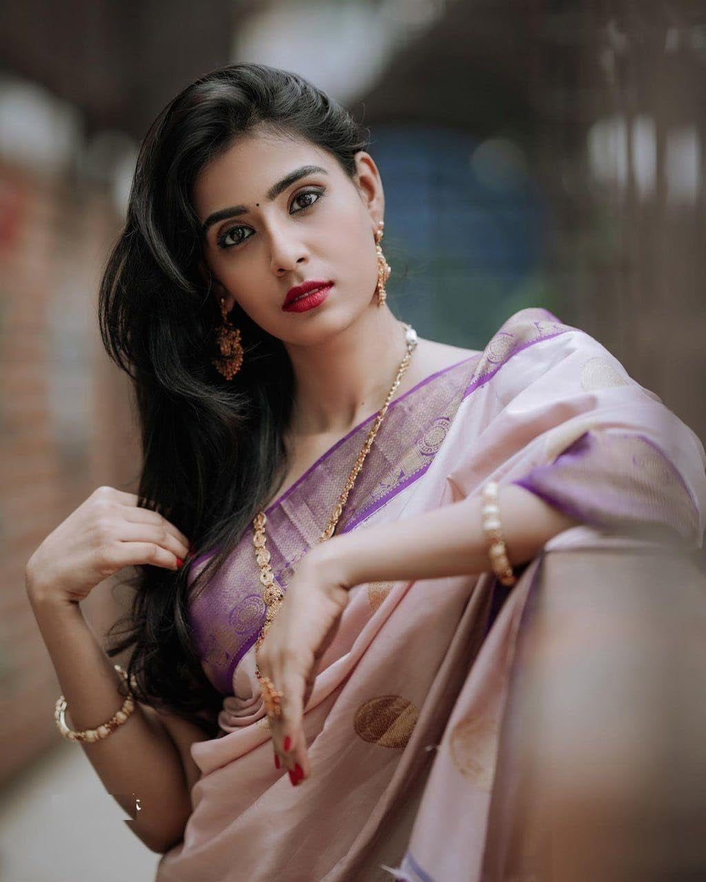 Premium Soft Silk Saree in Beige with Purple Zari Detail for Women