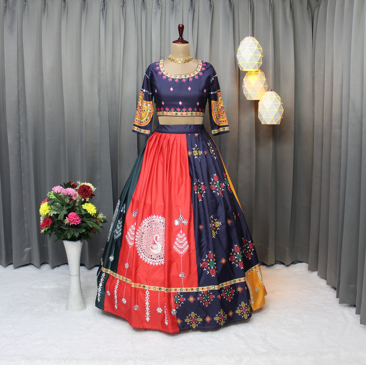 Stylish Multicolor Butter Silk Lehenga Choli Set for Women