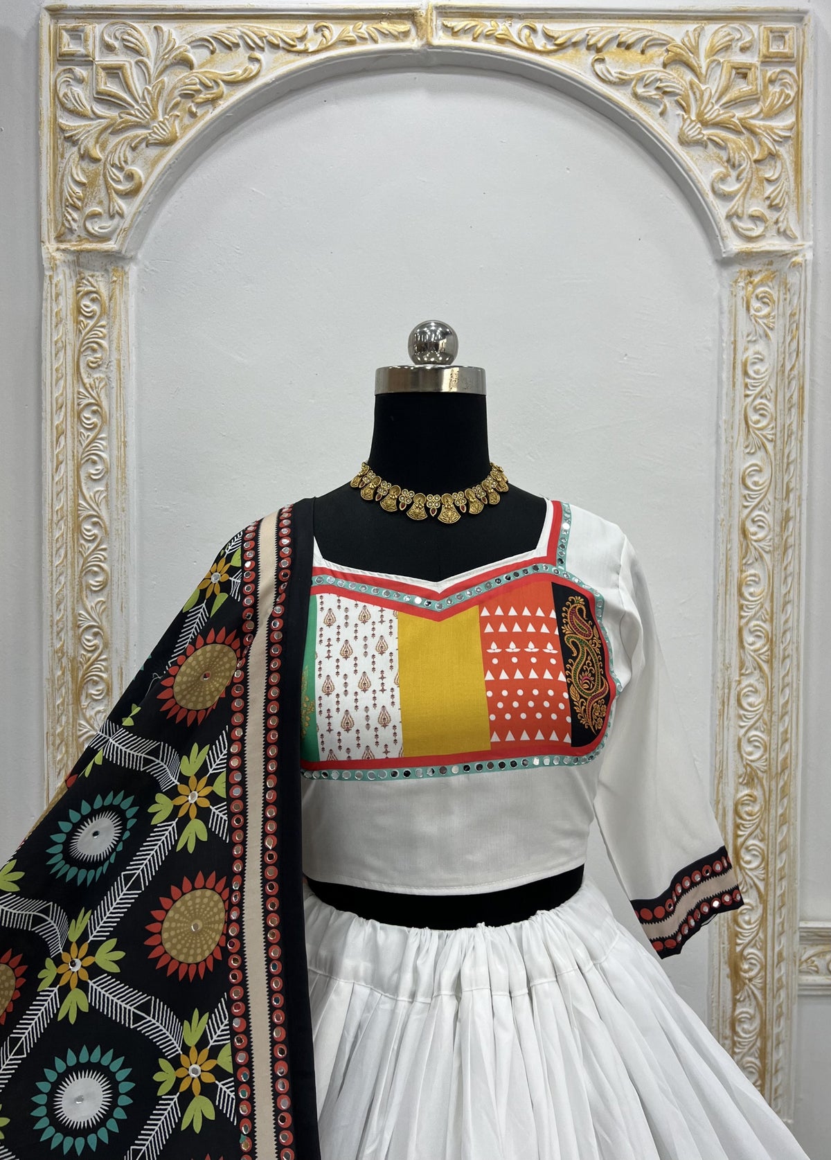 Stylish White Mirror Work Lehenga for Festive Wear for Women