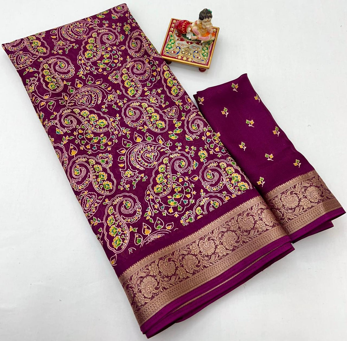 Traditional Moss Georgette Print Saree for Women