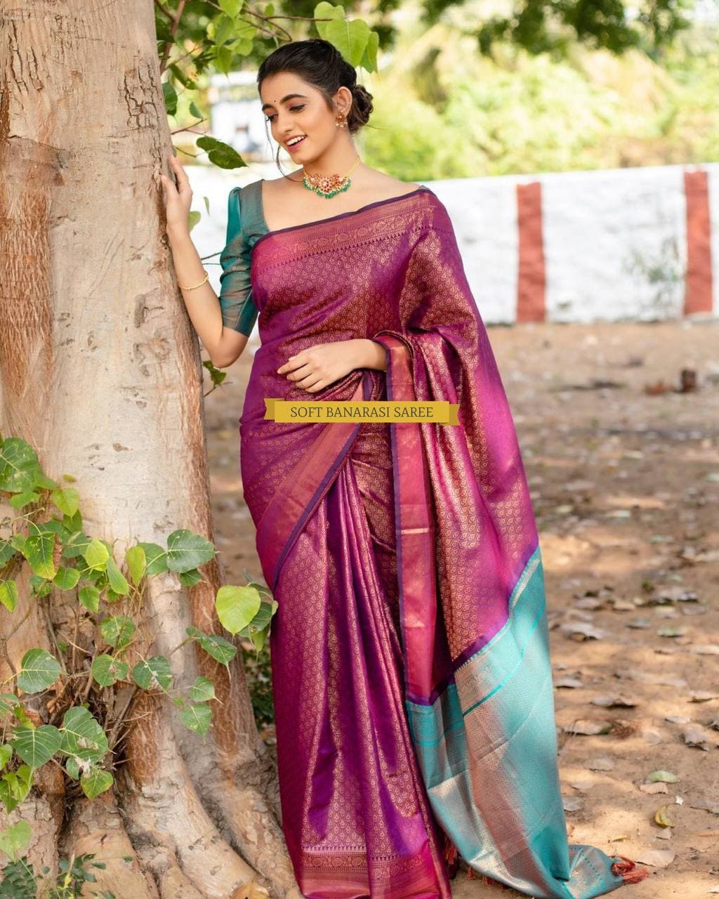 Premium Wine Banarasi Saree with Designer Weave for Women
