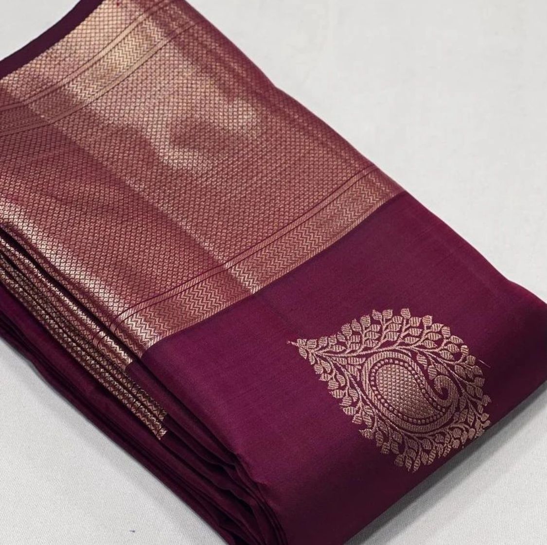 Wine Zari Banarasi Soft Silk Saree India for Women