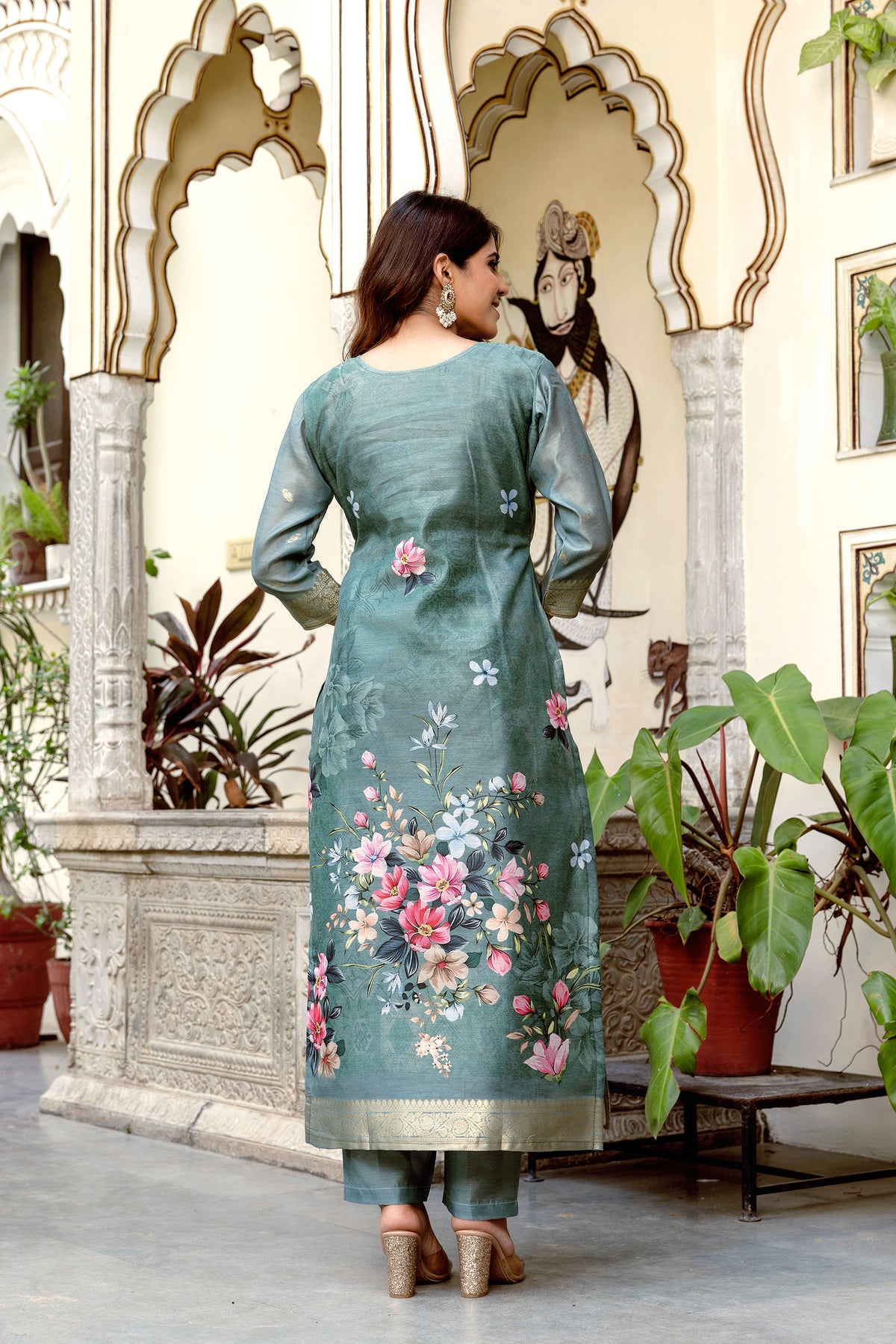 Woven Chanderi Cotton Readymade Salwar Suit for Women