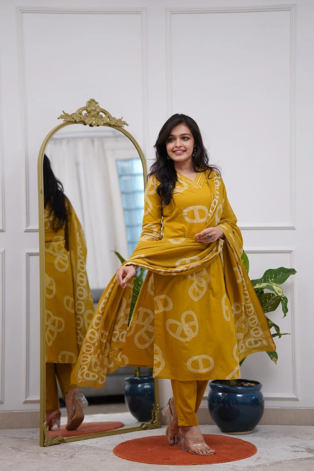 Yellow Chanderi Radiance Embroidered Suit for Women